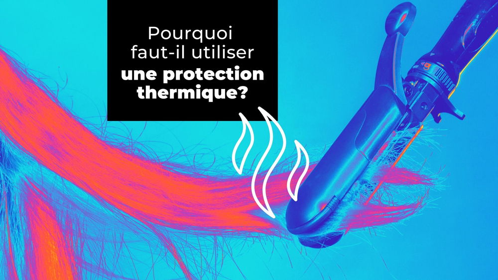 Image de style infrarouge d'une mèche de cheveux et d'un fer plat