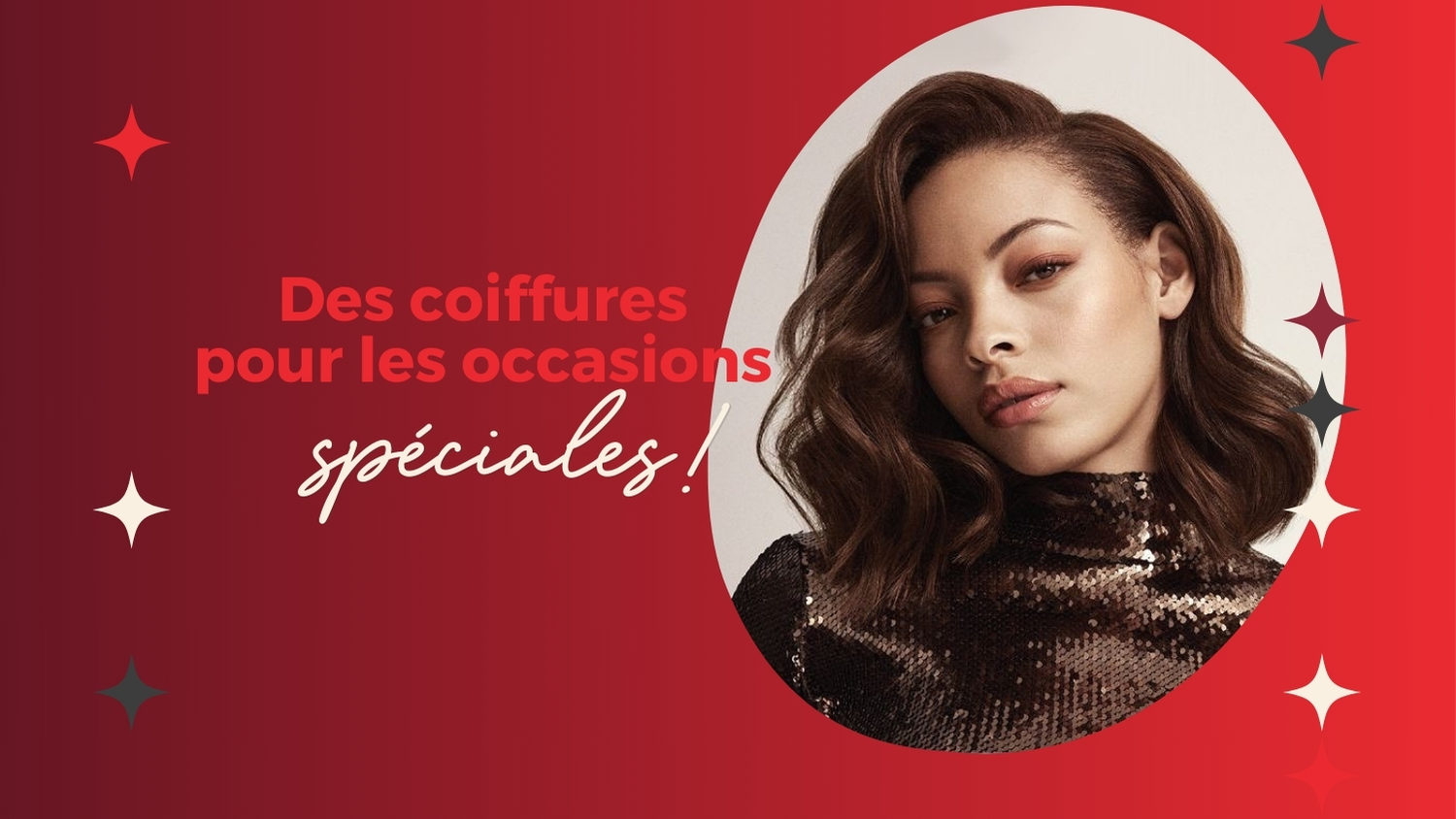 Coiffures élégantes pour des occasions spéciales, mettant en avant un look glamour.